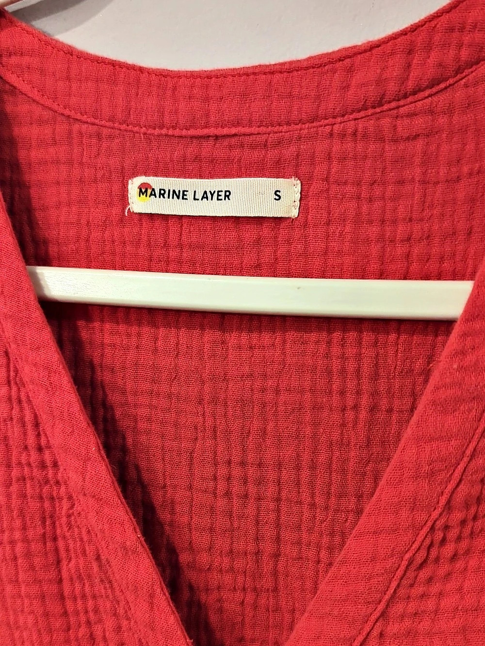 Marine Layer Willow Doublecloth Midi Dress in Red size Small Pockets 100% Cotton image 5